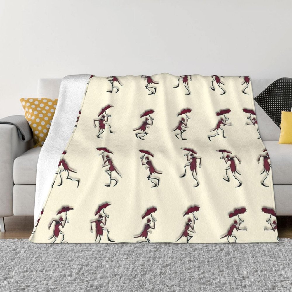 BREAUX Dancing Skeleton with Umbrella Print Ultra-Soft Microfleece Blanket for Sofa or Bed