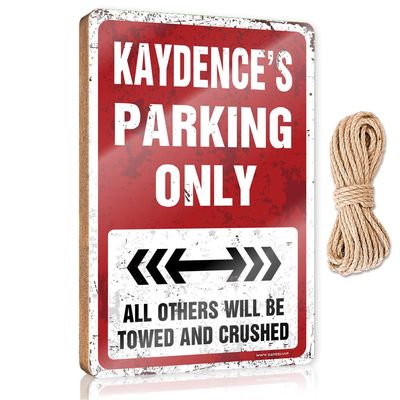 KAXW Wooden Sign with “Our Home Decor” and “Kaydence's Parking Only” (15 x 28 cm)