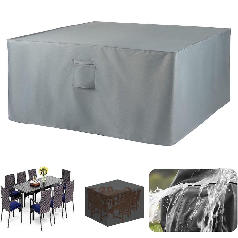 XUEDNGM Waterproof Outdoor Furniture Cover, 196 x 122 x 88 cm, 420D, Gray