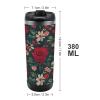 QWJKM Travel Mug with Lid, Vintage Red Rose, Insulated Leakproof Coffee Cup, 340 ml view 2