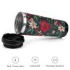 QWJKM Travel Mug with Lid, Vintage Red Rose, Insulated Leakproof Coffee Cup, 340 ml view 3