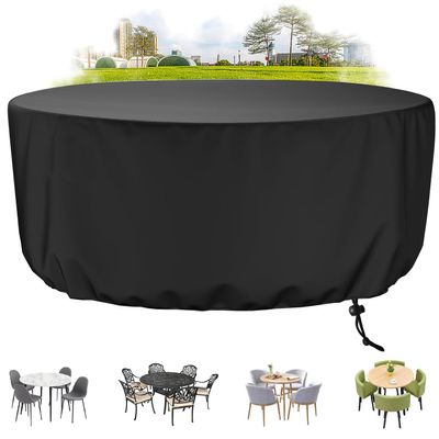 ZHZFSH Waterproof Round Garden Furniture Cover, 420D Oxford Fabric, 275 x 120 cm, Black