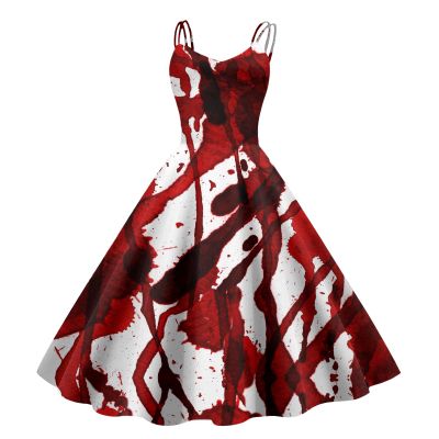 Women's Halloween Dress with Bloody Print