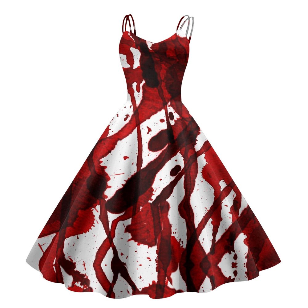 Women's Halloween Dress with Bloody Print