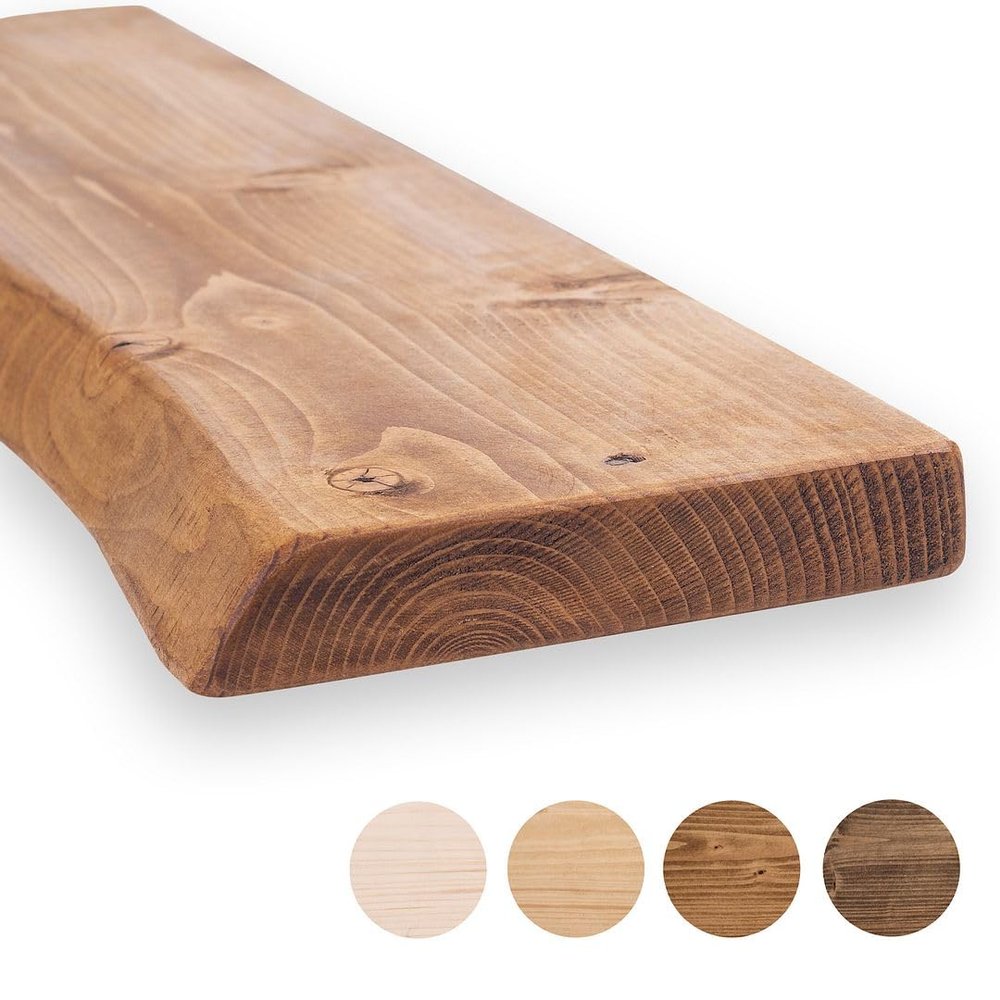 MoonTree Rustic Live-Edge Wall Shelf, 70 cm x 22 cm x 3.8 cm, Untreated