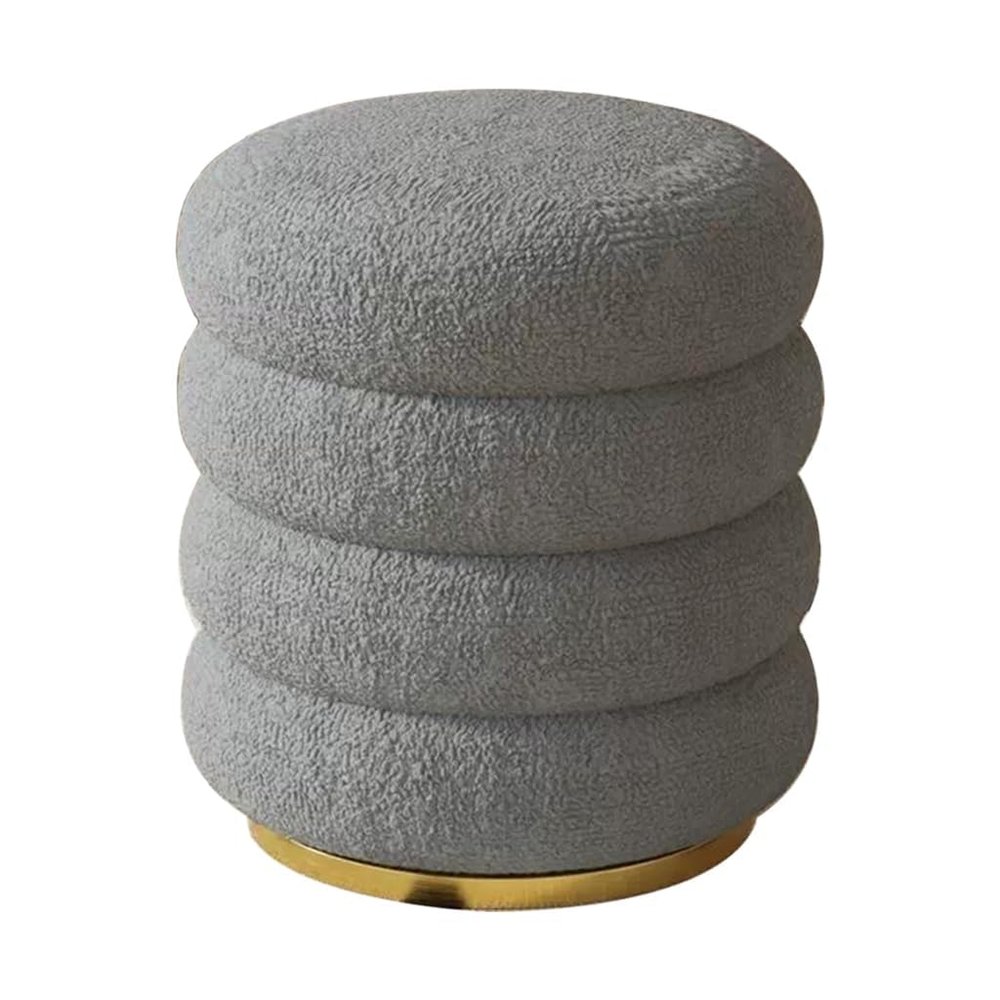 ZYJIX Multifunctional Round Ottoman with Storage, Modern Vanity Stool, Backless, Soft Cushion Footrest (Gray)
