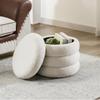 ZYJIX Multifunctional Round Ottoman with Storage, Modern Vanity Stool, Backless, Soft Cushion Footrest (Gray) view 4