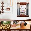 DPQYJPP Wall-Mounted Cue Holder for 8 Cues, 15 Billiard Balls and 1 Ball Stand, Freestanding Cue Rack, Solid Hardwood, Pine, Brown view 3