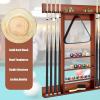 DPQYJPP Wall-Mounted Cue Holder for 8 Cues, 15 Billiard Balls and 1 Ball Stand, Freestanding Cue Rack, Solid Hardwood, Pine, Brown view 4
