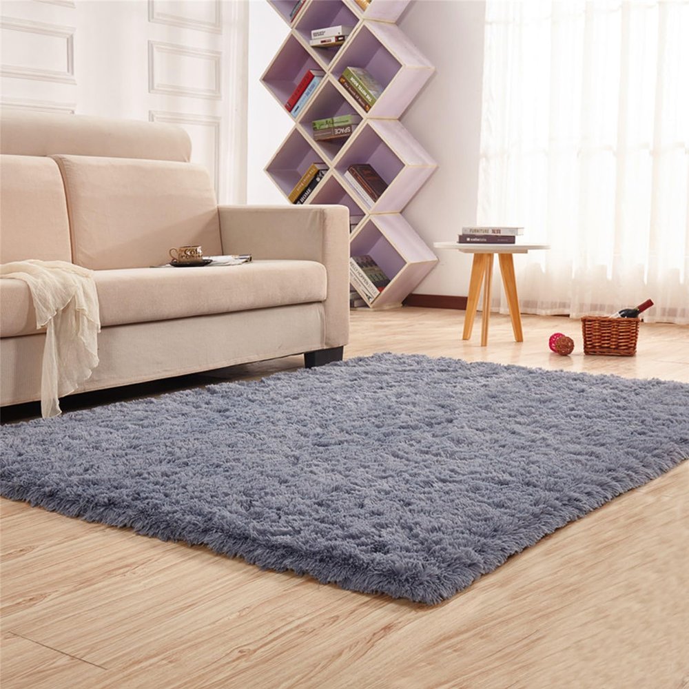 YUANWAN High-Pile Area Rug, 60 x 180 cm, Washable, Non-Slip Gray
