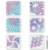 MAYJOYDIY 6-Piece Geometric Optical Illusion Stencil Set, 20 x 20 cm, with Brush view 1
