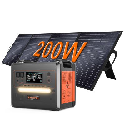SOLARPLAY Portable Power Station 2304Wh/2500W Solar Generator with 200W Solar Panel, 12 Ports, LiFePO4, UPS, 1.5-Hour Fast Charging for Camping, RVs & Power Outages, 5-Year Warranty