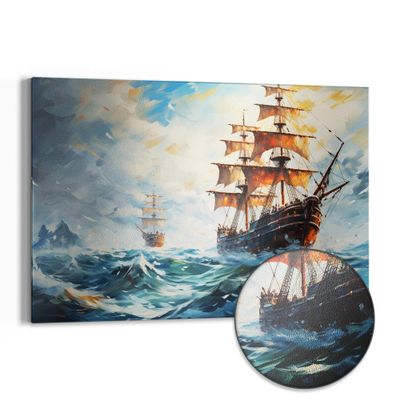 DEQORI Metal Magnetic Board, 60 x 40 cm, Stormy Sea Design, Wall-Mounted Magnet Board for Kitchen & Office