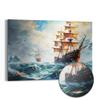 DEQORI Metal Magnetic Board, 60 x 40 cm, Stormy Sea Design, Wall-Mounted Magnet Board for Kitchen & Office view 1