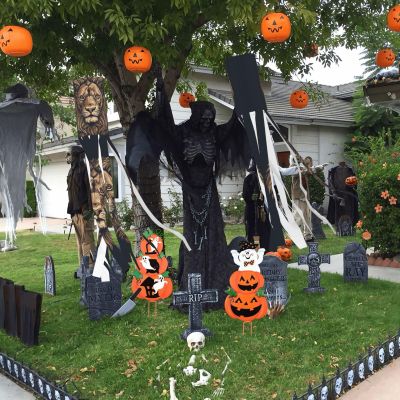 Halloween Wind Sock Flag, 40-Inch Outdoor Hanging Decoration, Flying Witch and Cartoon Lion