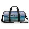 Sport Duffel Bag for Women and Men, White Boat on Blue Sea, 45 cm/22.9 view 1