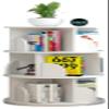 Rotating 3-Tier Solid Wood Bookshelf, White view 1