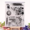 Silicone Craft Stamps, 14 x 18 cm, Circles, Dots and Leaf, Transparent view 1