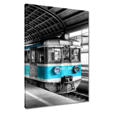 Painting Printed on Canvas, Wall Decoration, 50 x 70 cm, Turquoise Train, No. H1920Z_PC1H