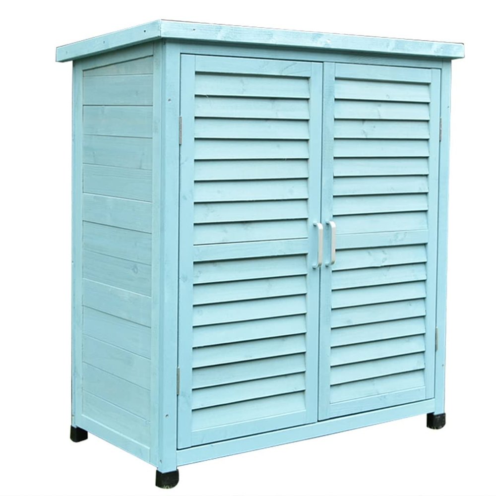 WYRMB Double-Door Garden Storage Cabinet, 3-Tier, Blue