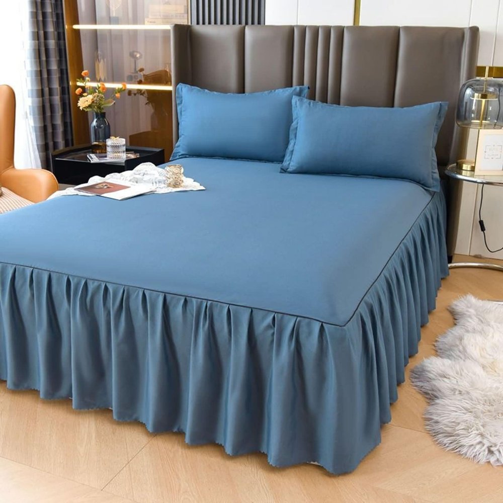 Homxi Bed Skirt, 180 x 220 cm, Elastic Solid Dark Blue