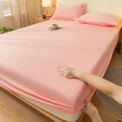Homxi Fitted Sheet for Box Spring Bed, 150 x 200 cm, Pink