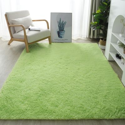 YUANWAN Shaggy High-Pile Rug, 170 x 240 cm, Washable and Non-Slip, Light Green