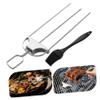 1 Set Stainless Steel Grill Skewers with Oil Brush for Camping and Grilling view 3