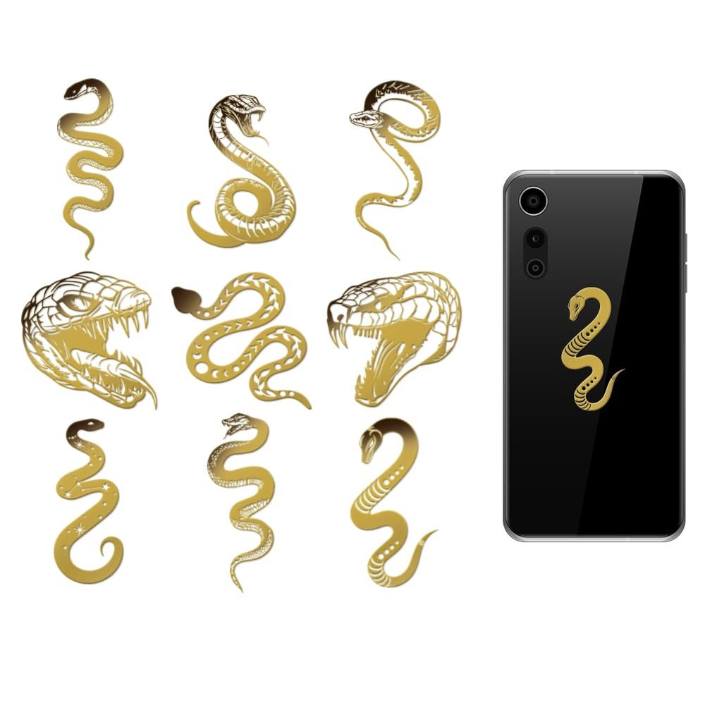 OLYCRAFT 9-Piece 4 x 4 cm Gold Snake-Pattern Metal Stickers
