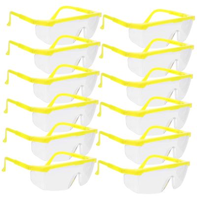 SOLUSTRE Yellow Polycarbonate Safety Glasses, Lightweight and Dustproof, 12-Pack