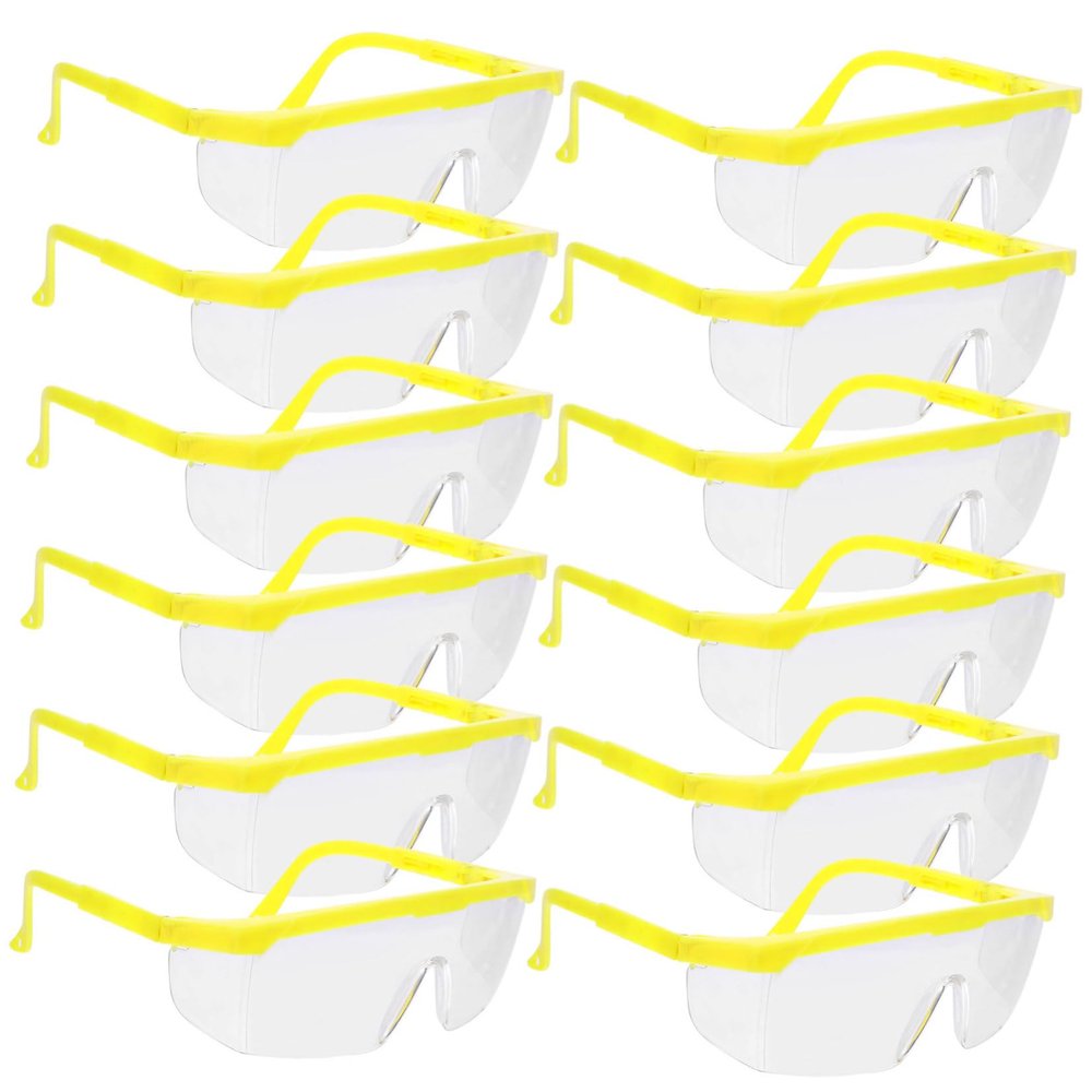SOLUSTRE Yellow Polycarbonate Safety Glasses, Lightweight and Dustproof, 12-Pack
