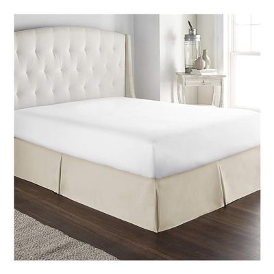 VONCYKI Soft Pleated Bed Skirt, Wrinkle- and Fade-Resistant, Cream, 150 x 190 x 35 cm