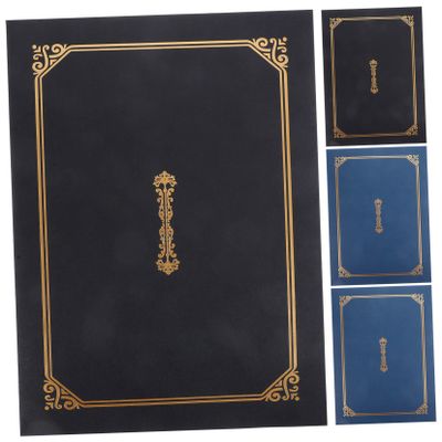 VILLCASE 4-Pack Paper Certificate Holders, A4 Document Covers, Black and Blue