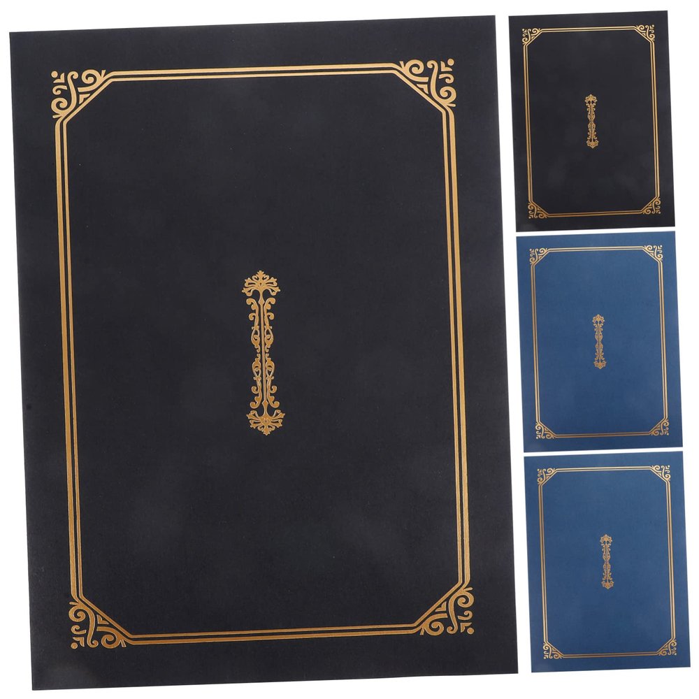 VILLCASE 4-Pack Paper Certificate Holders, A4 Document Covers, Black and Blue