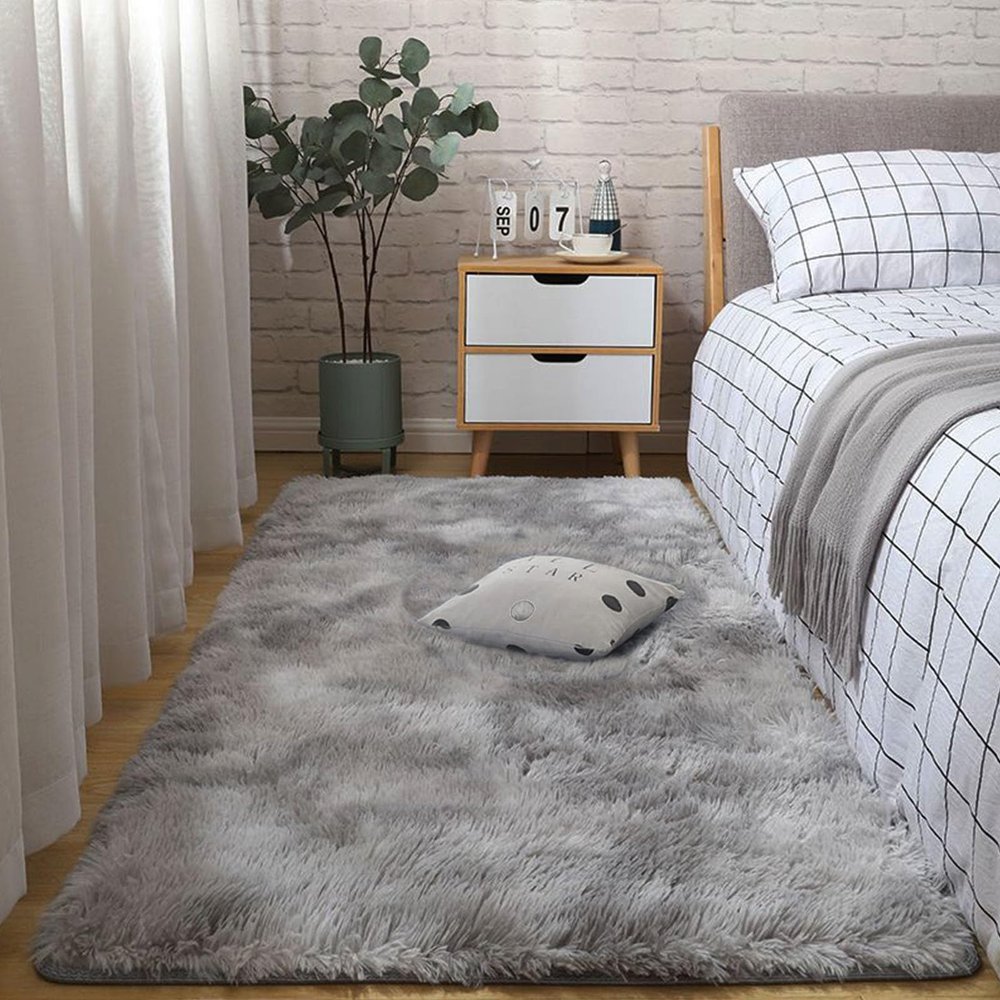 XUEDNGM Plush Shaggy Runner Rug 40 x 290 cm, Light Gray