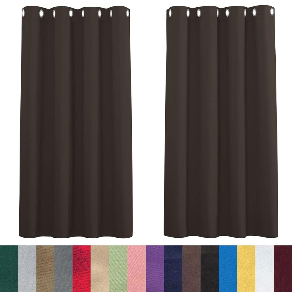 CHENMIAO Blackout Curtains 120 x 190 cm, Soft Sound-Reducing Window Curtains, Brown