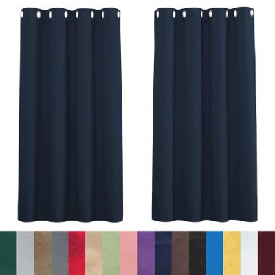CHENMIAO Blackout Curtains, 260 x 180 cm, Soft Thermal Curtains with Grommets, Washable, Dark Blue