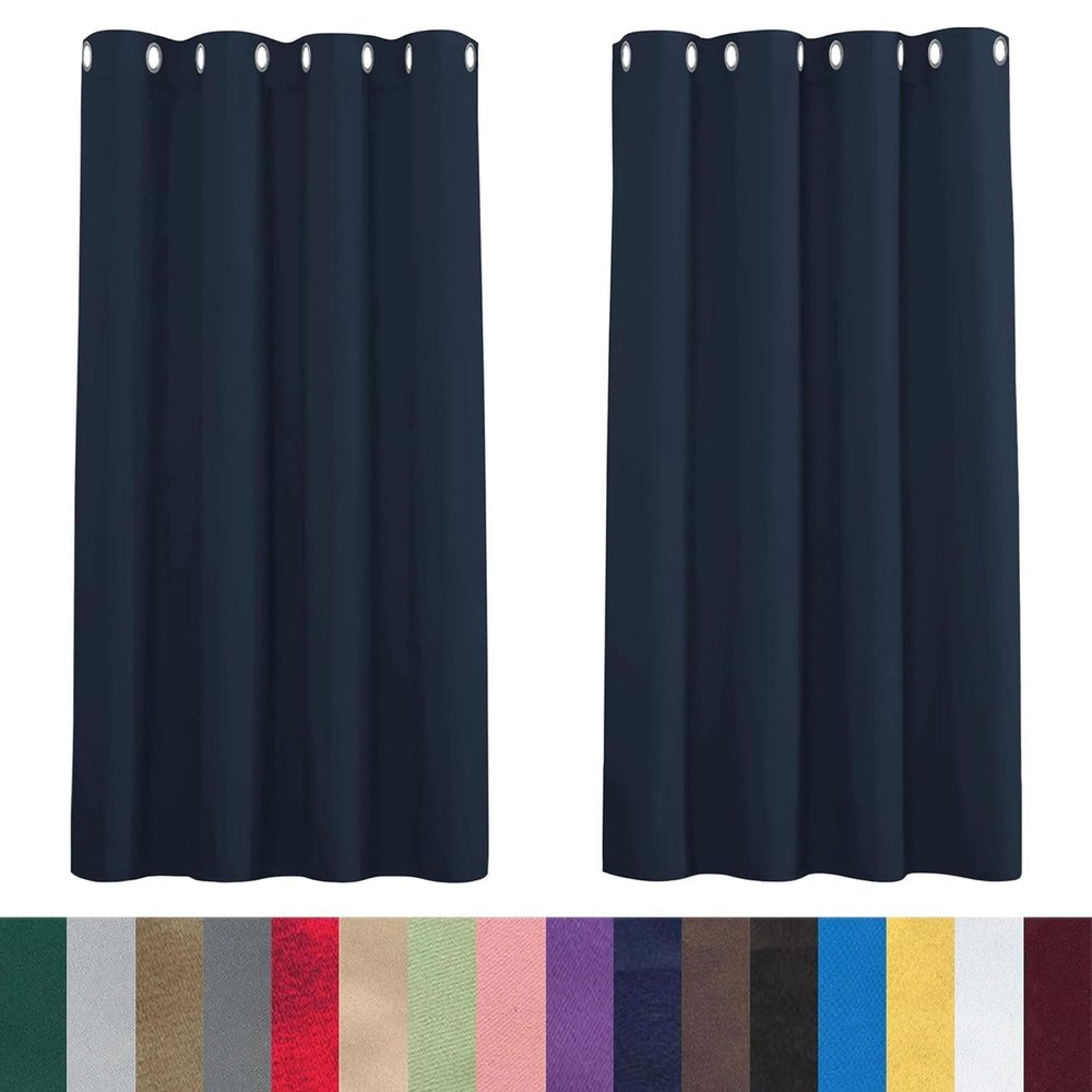 CHENMIAO Blackout Curtains, 260 x 180 cm, Soft Thermal Curtains with Grommets, Washable, Dark Blue