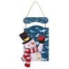 Snowman Wooden Sign with Shark Print, Christmas Hanging Decoration view 1