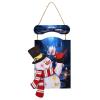 Christmas Snowman Wooden Sign with Night Lotus Flower Print view 1