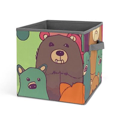 NQLYUT Colorful Bear Storage Boxes, Folding Cube Bins for Shelves and Closets