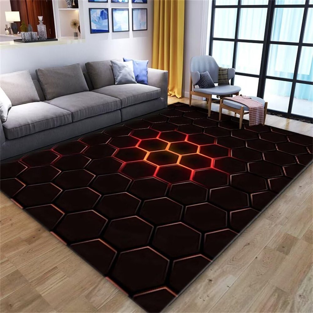 RUGMRZ Black Rectangular Living Room Rug, 80 x 120 cm