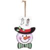 Holiday Snowman Wooden Sign with Rope, Stocking Gift Box Print, Christmas Wall Hanging Decoration for Home view 1