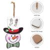 Holiday Snowman Wooden Sign with Rope, Stocking Gift Box Print, Christmas Wall Hanging Decoration for Home view 3