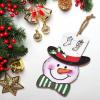 Holiday Snowman Wooden Sign with Rope, Stocking Gift Box Print, Christmas Wall Hanging Decoration for Home view 4