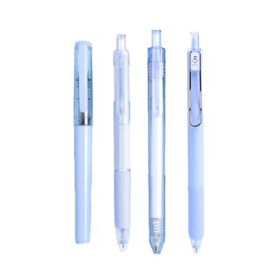 Joucien 4-Piece Box, 0.5 mm, Simple Pen Holder, Quick-Drying Neutral Pen, ST-Pen, Core Press, Blue