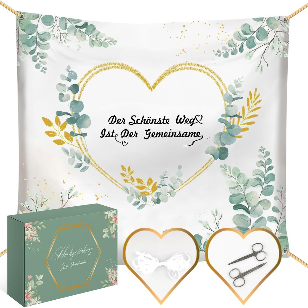 Modern Boho Wedding Heart Cutout Sheet, 200 x 180 cm
