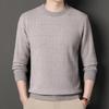 KEKUBUWE Men's Warm Sherpa-Lined Crewneck Sweater, Beige, XXL view 2