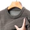 KEKUBUWE Men's Warm Sherpa-Lined Crewneck Sweater, Beige, XXL view 3