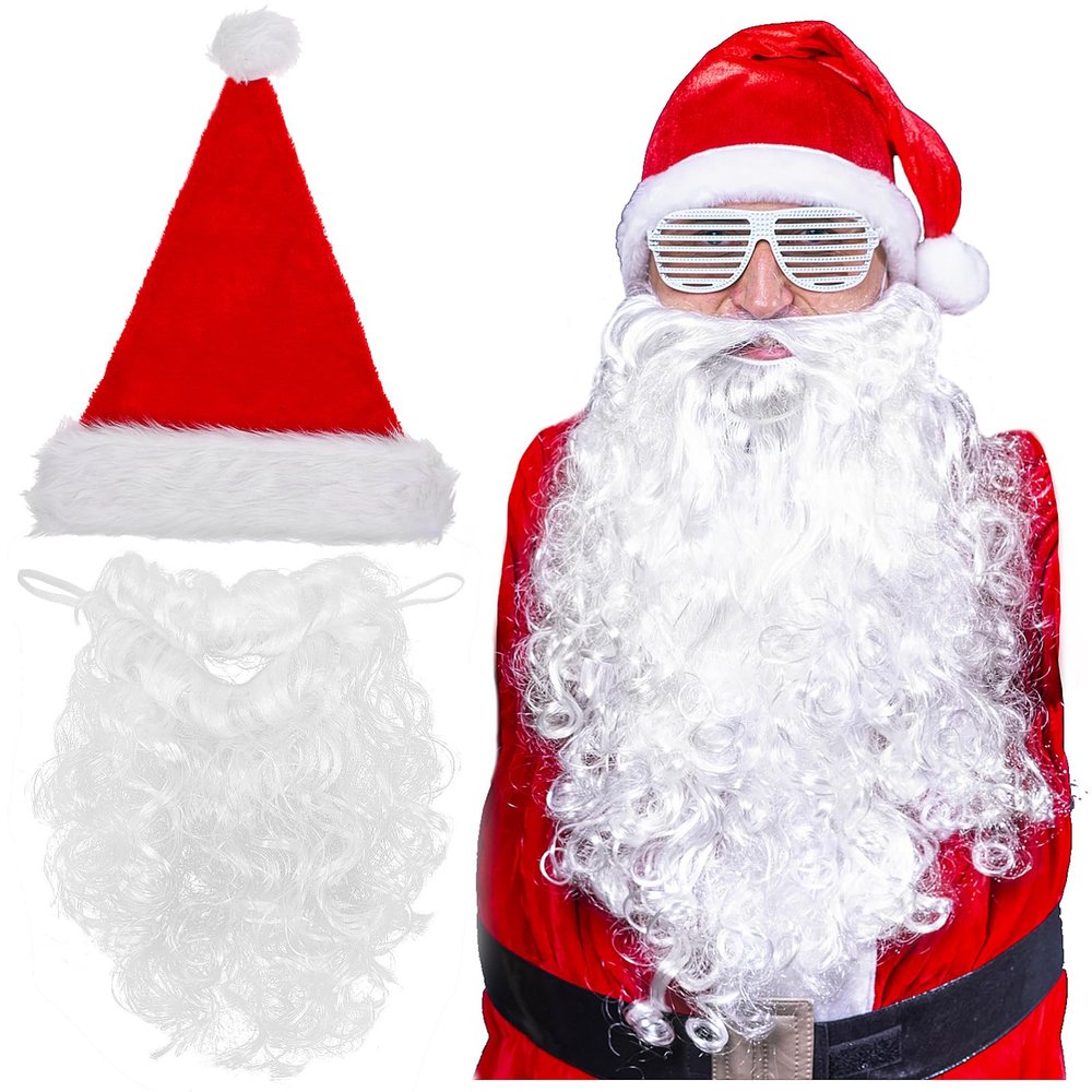 GLEAVI Christmas Hat with Plush Beard